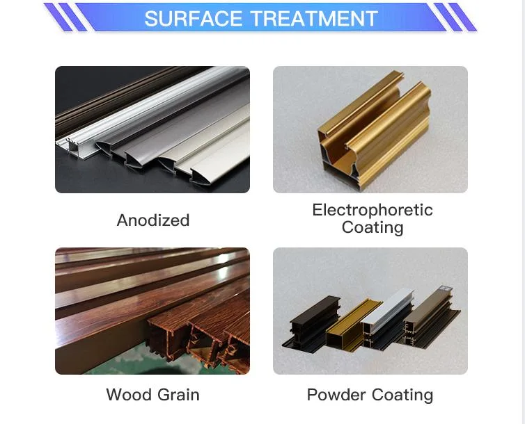 6000 Series Customized Aluminum Profiles Extrusion Mill Finish Powder Coat Wooden Grain Anodized for Window and Doors